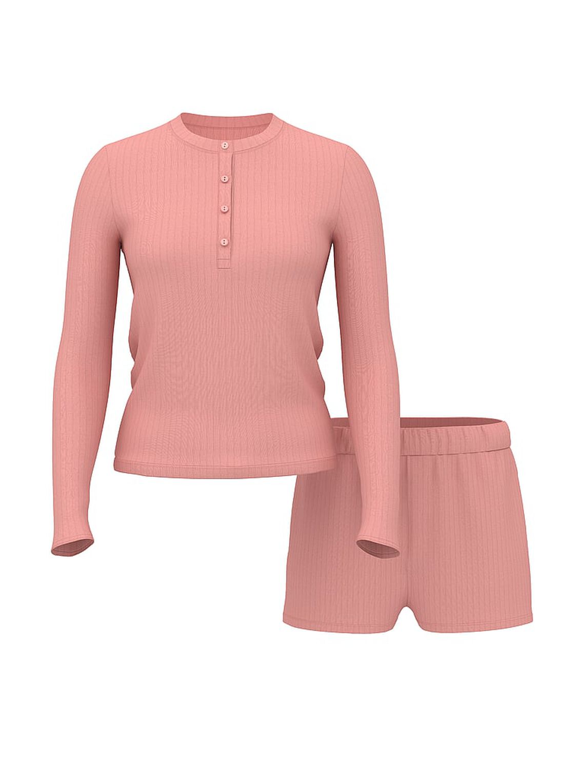 vs Victoria's Secret SoSoft&trade; Modal Wide-Rib Long-Sleeve Henley & Shorts Set Blush 3 of 3 