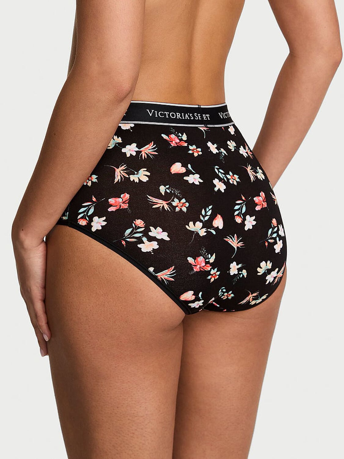 vs Cotton Logo Cotton Modern Brief Panty Black Floral 2 of 3 