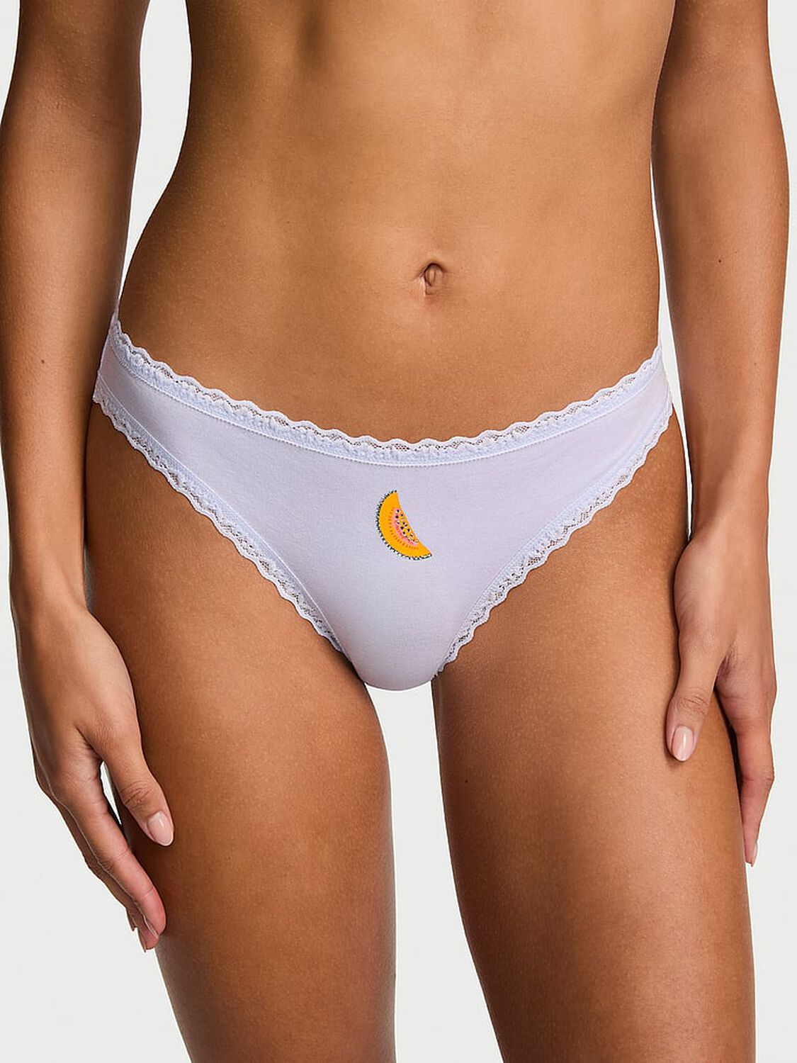 vs Lace Trim Cotton Lace-Waist Bikini Panty Belle Flower Fruit 1 of 3 