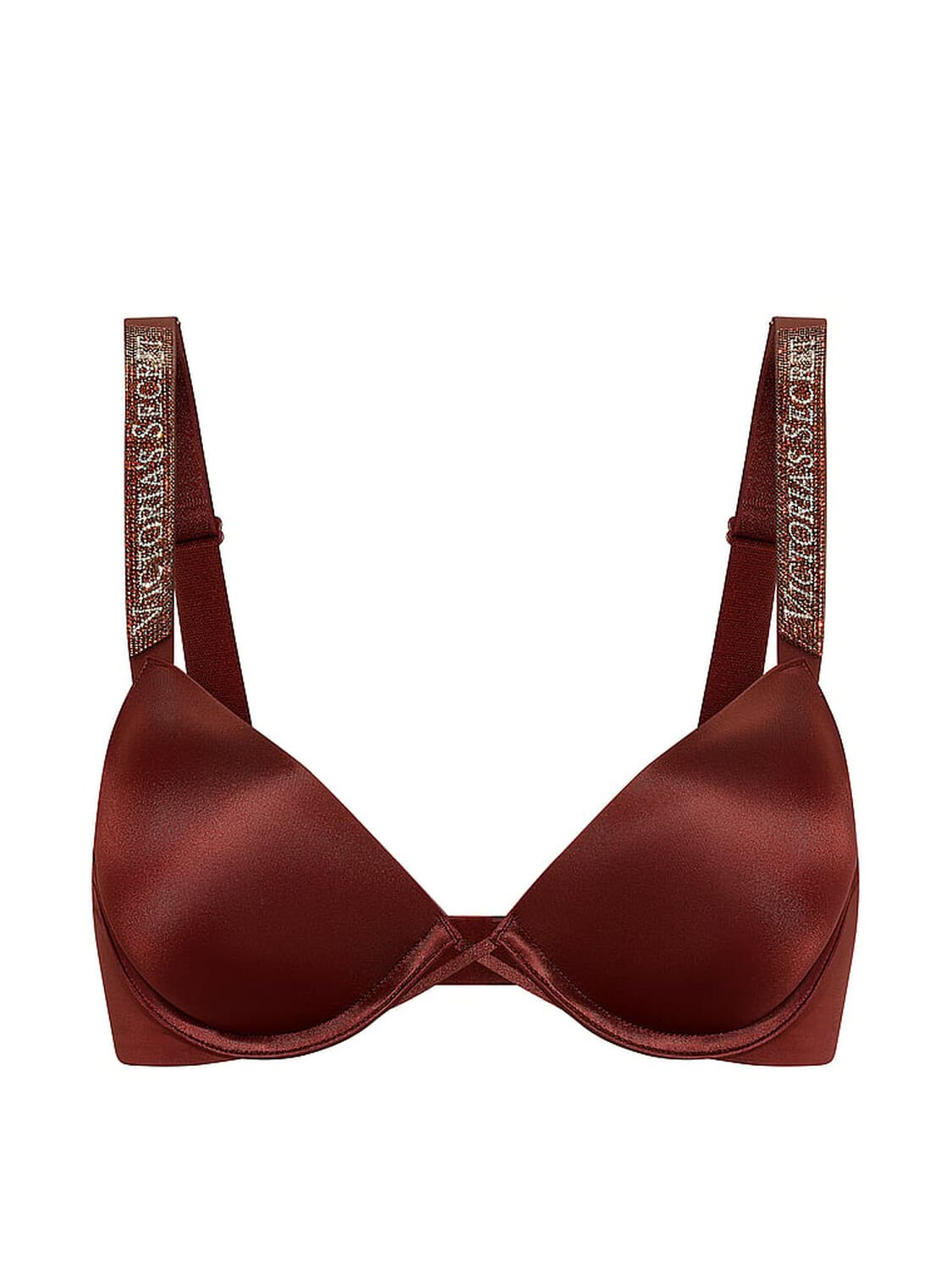 vs Very Sexy Logo Shine Strap Push-Up Bra Dark Chili 3 of 4 