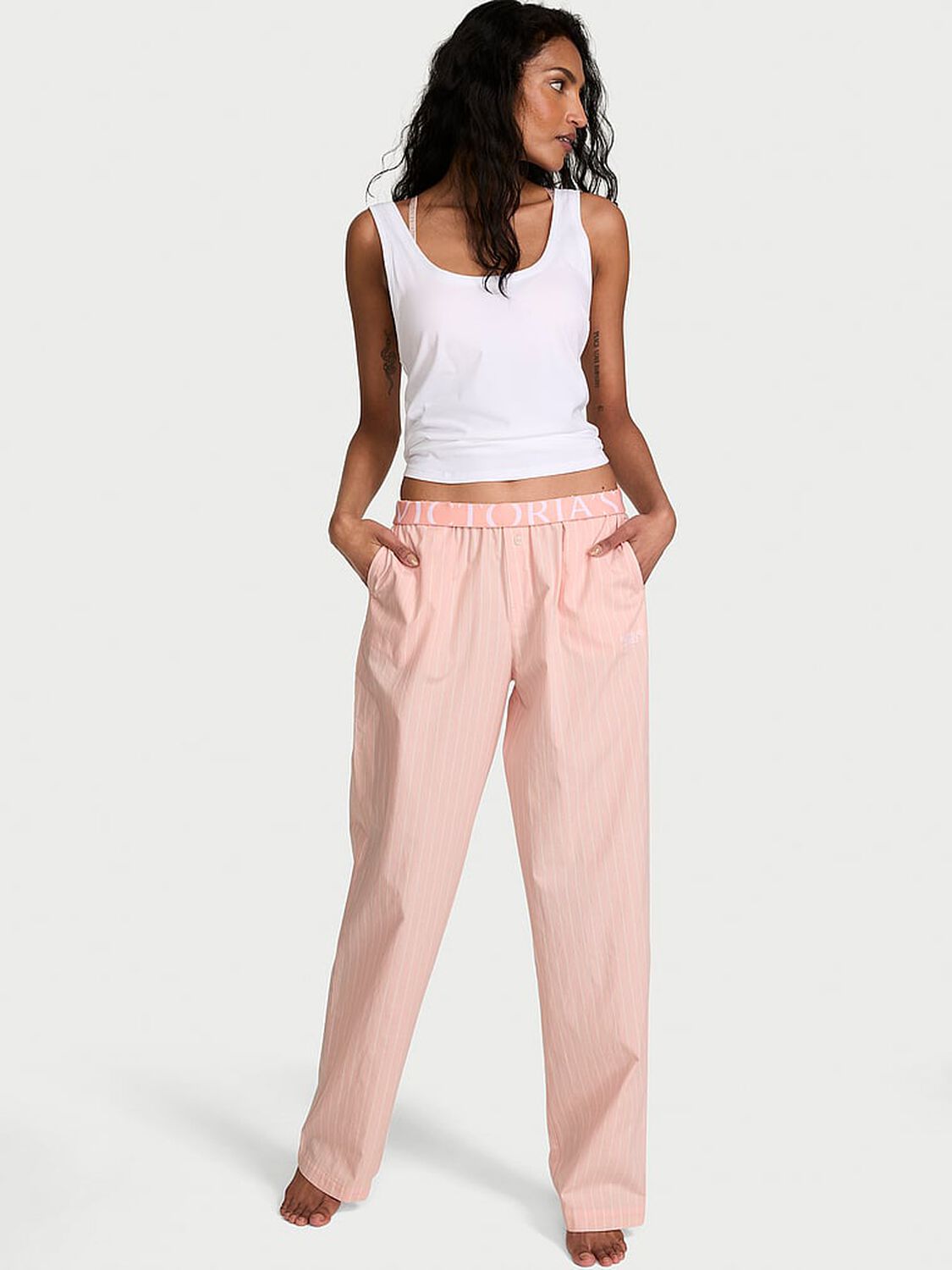 vs Victoria's Secret Mix & Match Sleep Heritage Cotton Pajama Pants Pink Gin Stripes 1 of 3 
