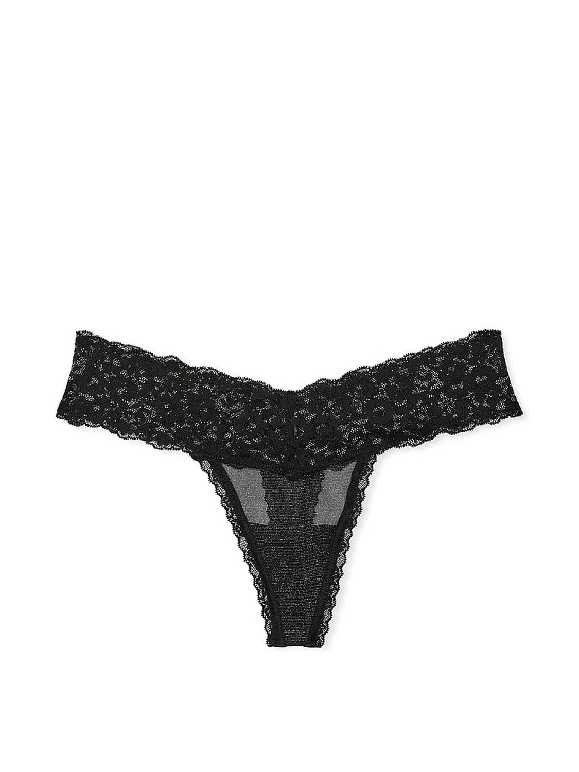 vs The Lacie Sequin Posey Mesh Thong Panty Black 1 of 2 