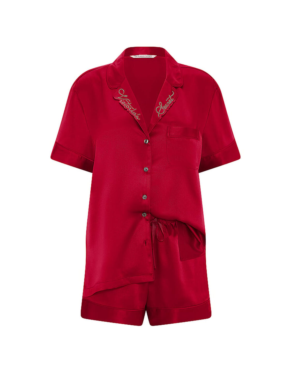 vs Victoria's Secret Signature Satin Short Pajama Set Red Lacquer 3 of 3 