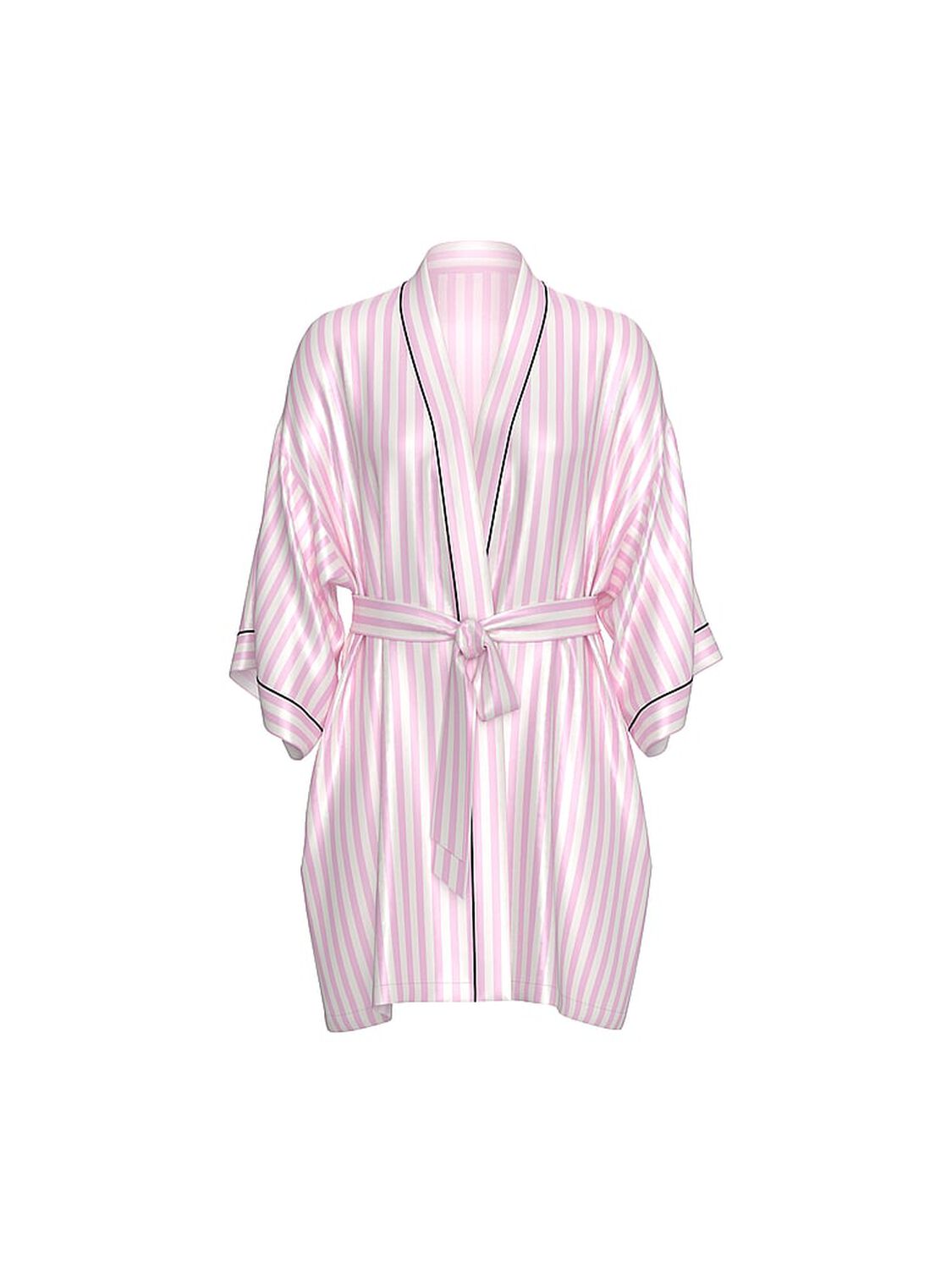 vs Victoria's Secret Victoria's Secret Backstage Satin Sparkle Short Robe Iconic Stripe 3 of 5 
