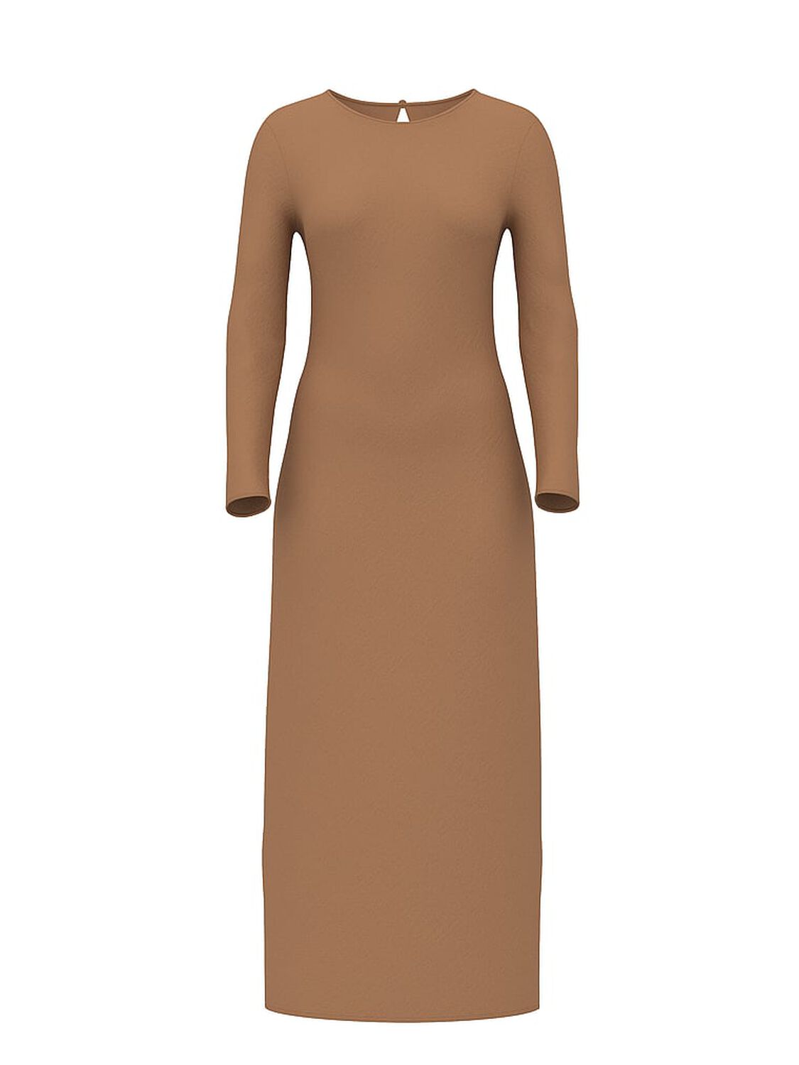 vs Victoria's Secret Luxe Satin Long-Sleeve Maxi Slip Dress Toffee 1 of 2 