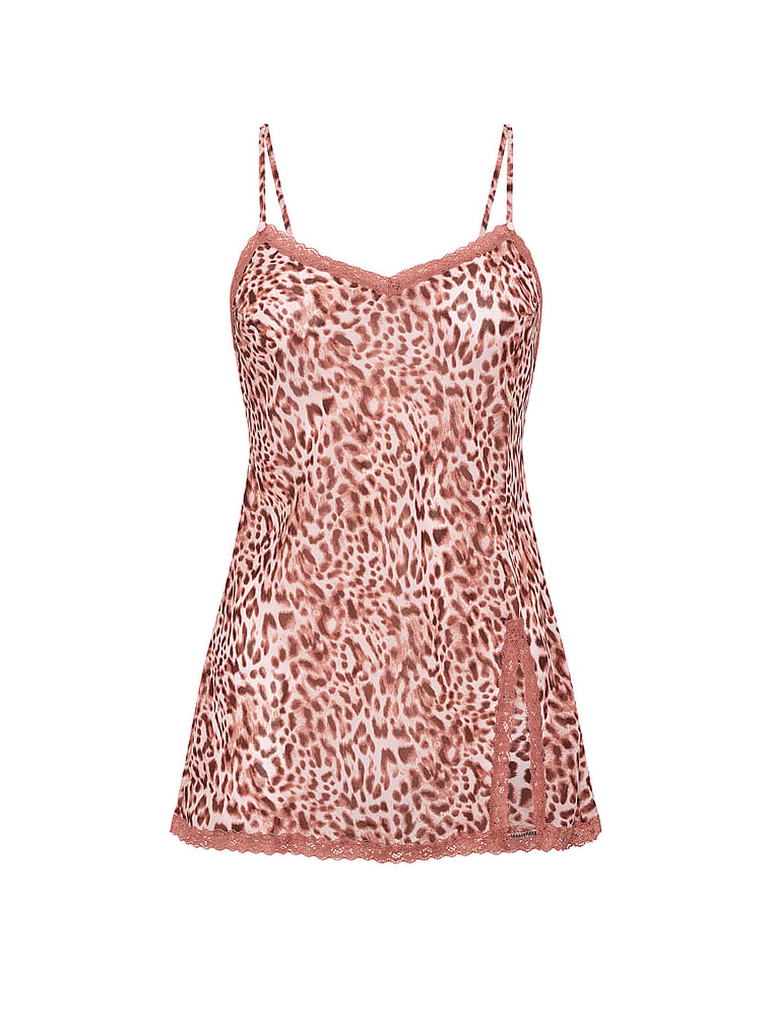 vs Dream Angels Chiffon Lace-Trim Mini Slip Dress Angel Pink Leopard 3 of 3 
