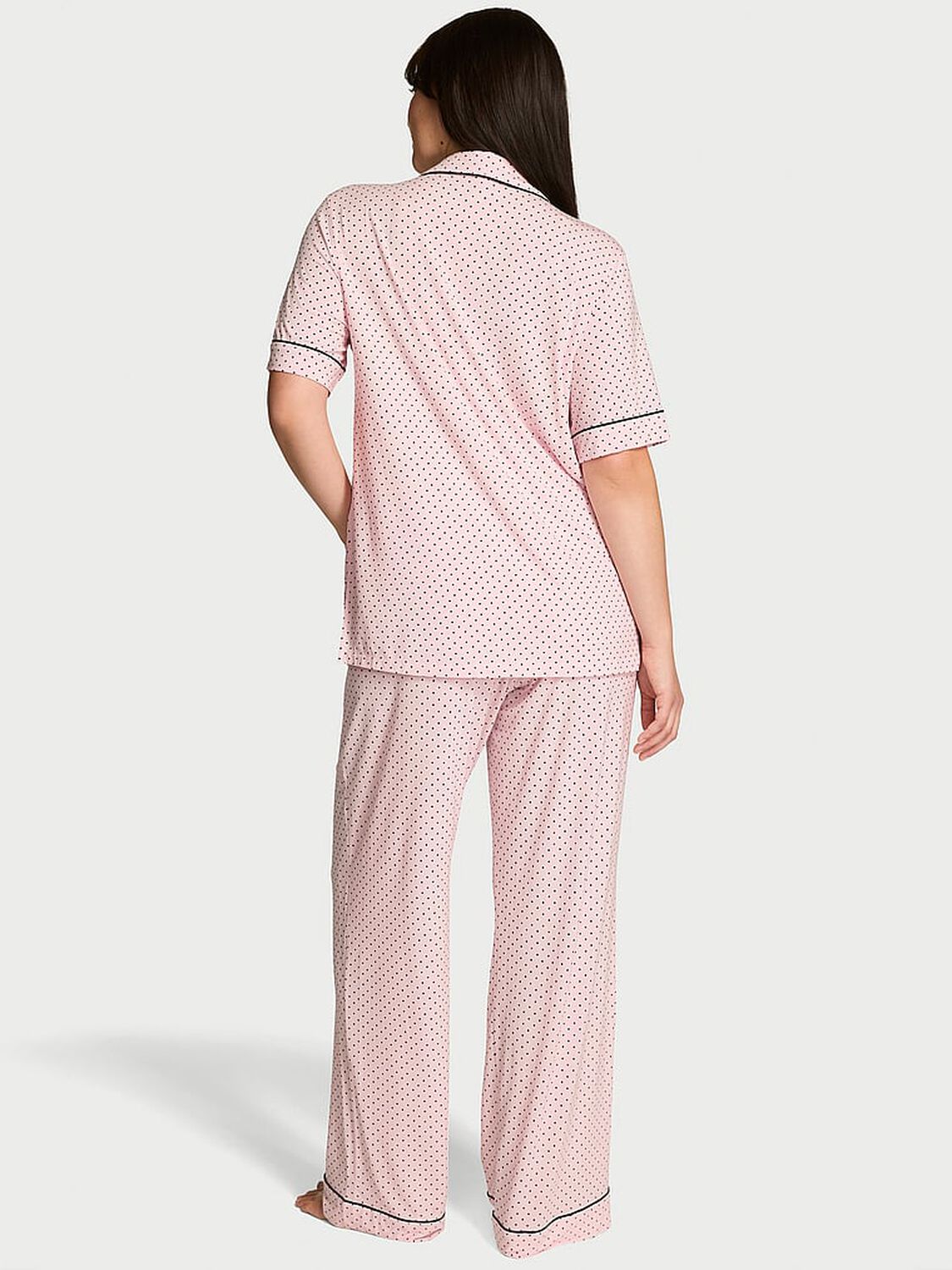 vs Victoria's Secret SoSoft&trade; Modal Short-Sleeve Long Pajama Set Angel Pink Dots 2 of 3 