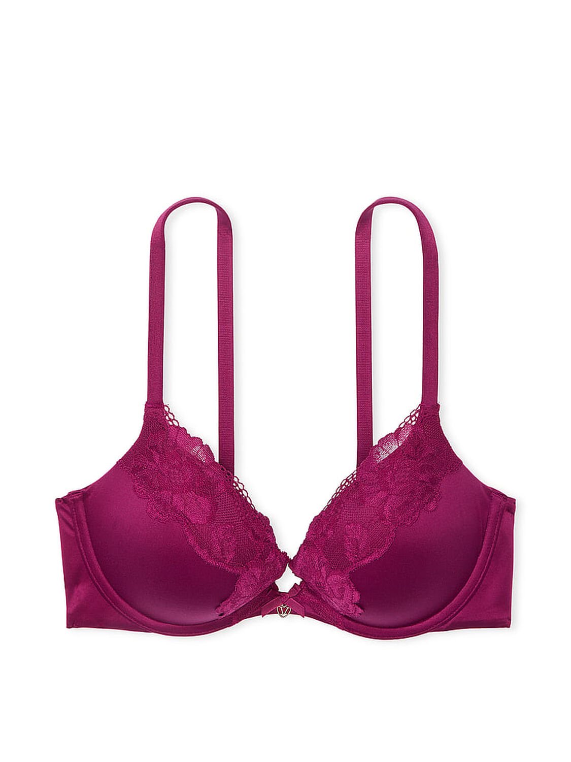 vs Body By Victoria Lace-Trim Push-Up Bra Plum Rouge 3 of 3 