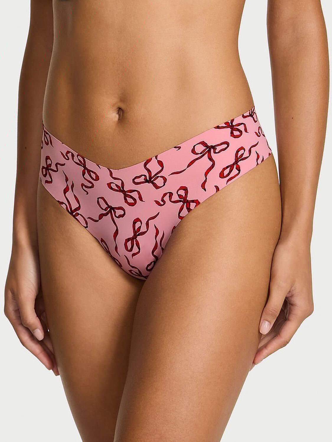 vs No-Show No-Show Thong Panty Pink Bows 1 of 2 