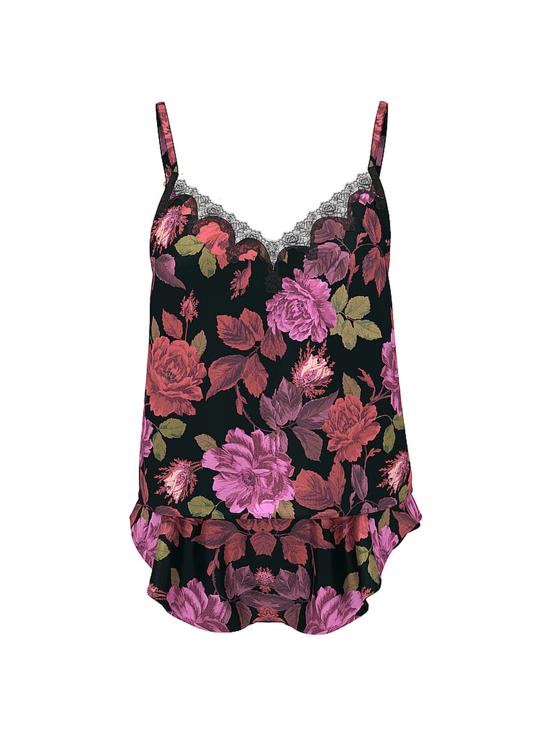vs Very Sexy Satin Rose Lace-Trim Cami & Flutter Short Set Rose Floral 3 of 3 