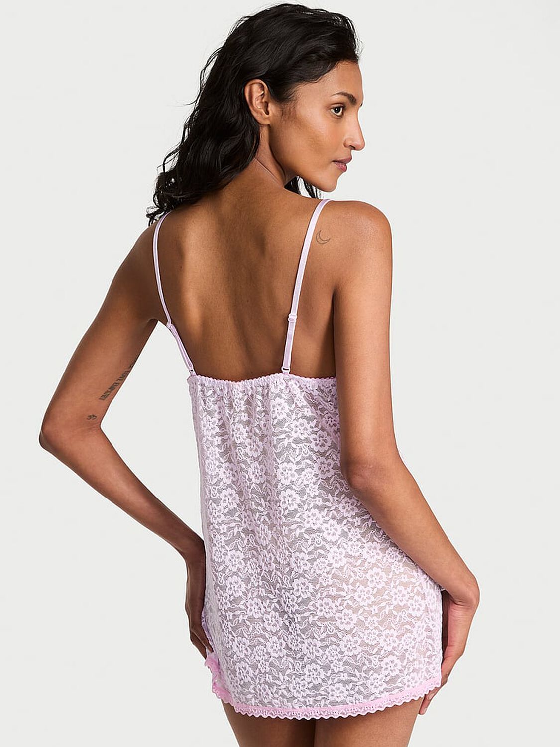 vs Victoria's Secret Tease Blossom Lace Mini Slip Delicate Violet 2 of 2 