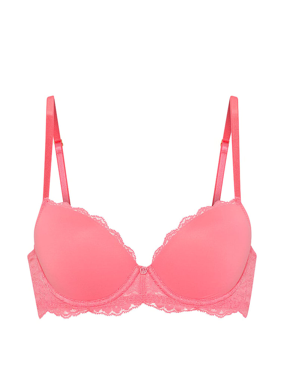 vs Dream Angels Smooth & Lace Lightly Lined Demi Bra Wild Salmon 3 of 3 