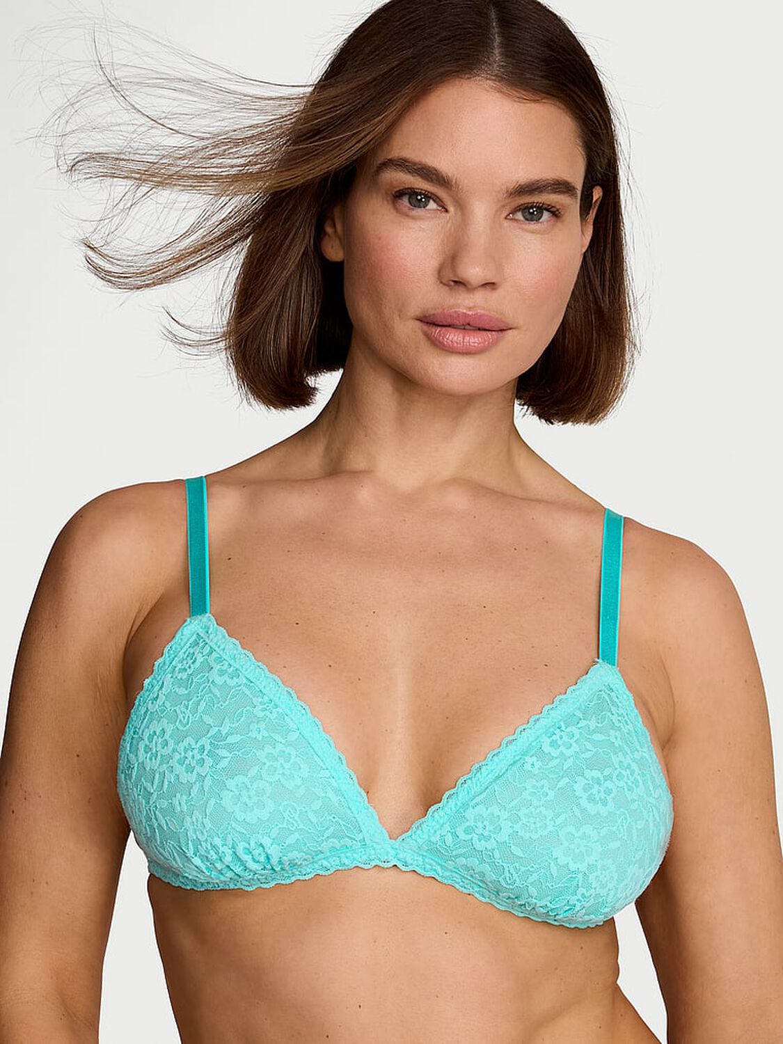 vs Victoria's Secret Lacie Unlined Triangle Bralette Aqua Blue 1 of 3 