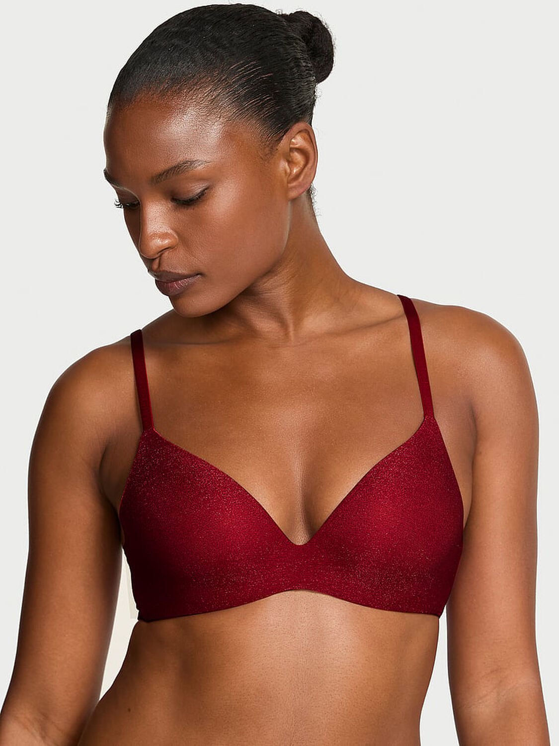 vs Body By Victoria FlexFactor Lightly Lined Plunge Demi Bra Red Lacquer 1 of 2 