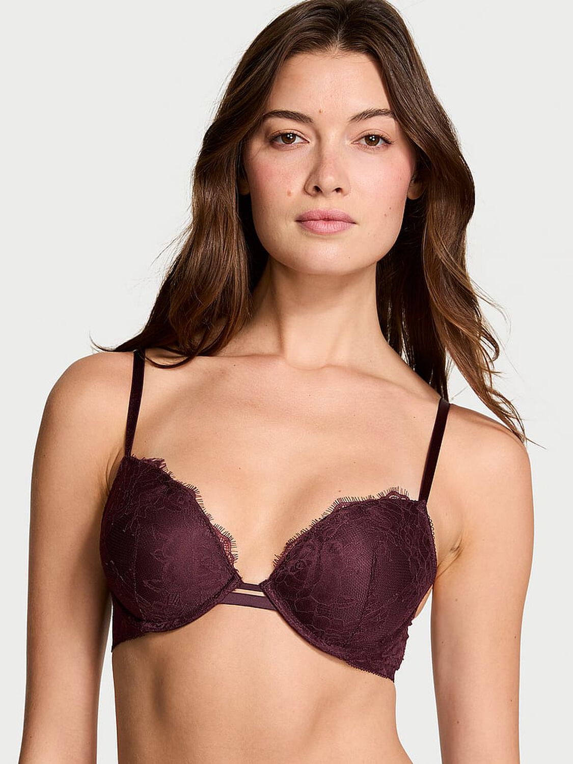 vs Very Sexy Rose Lace Push-Up Bra Burgundy Brown 1 of 4 