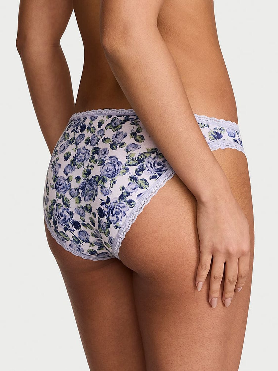 vs Lace Trim Lace-Waist Bikini Panty Icy Lavender Roses 2 of 3 