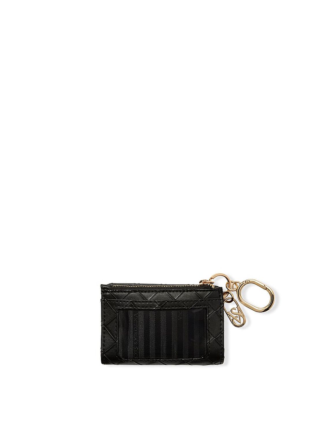 vs Victoria's Secret Foldover Card Case Keychain Black Woven 2 of 2 