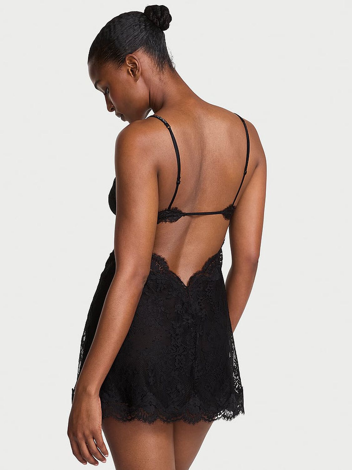 vs Dream Angels Twinkle Strap Lace Mini Slip Dress Black 2 of 3 