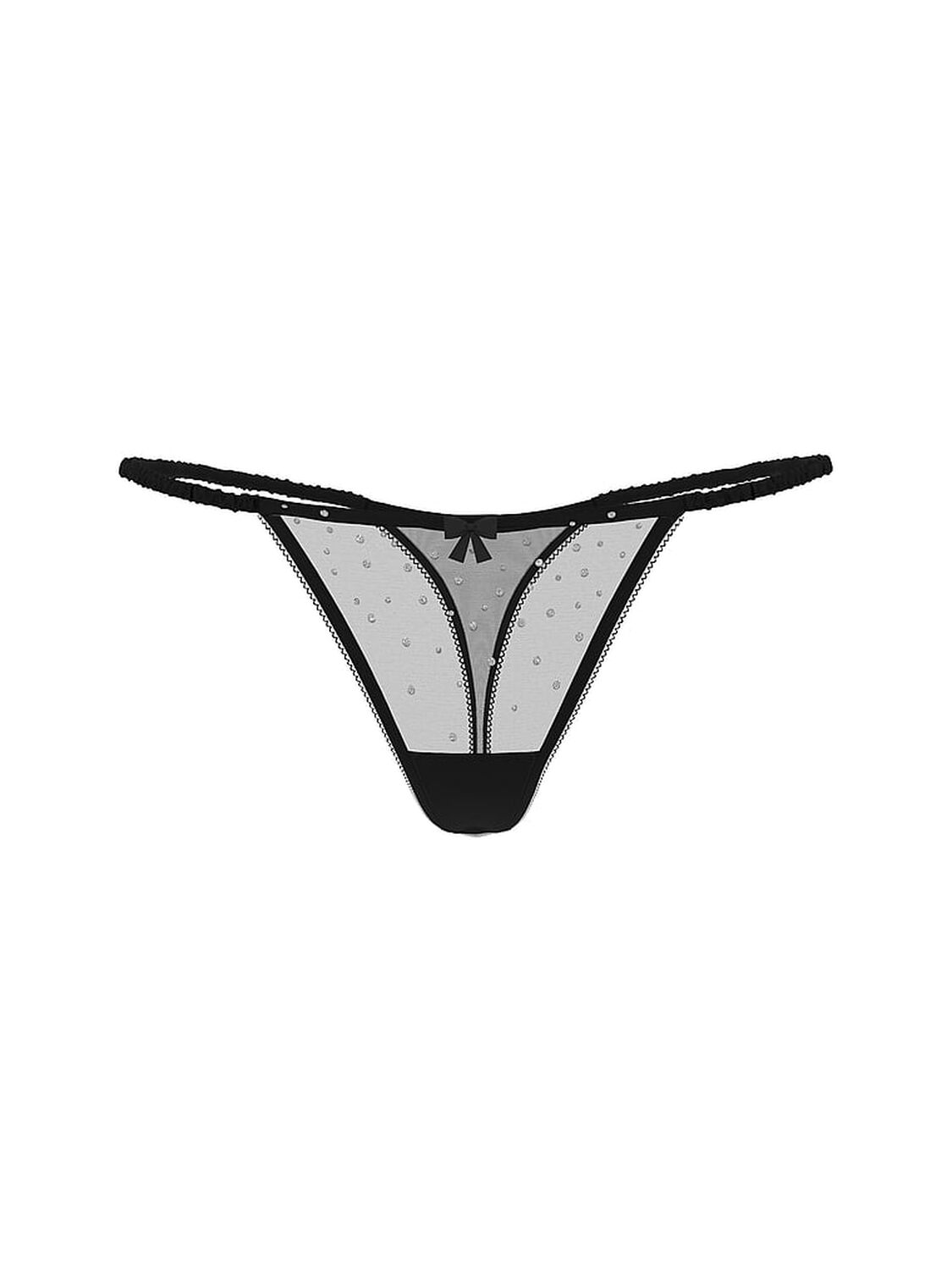 vs Dream Angels Crystal Shimmer String Thong Panty Black 1 of 2 