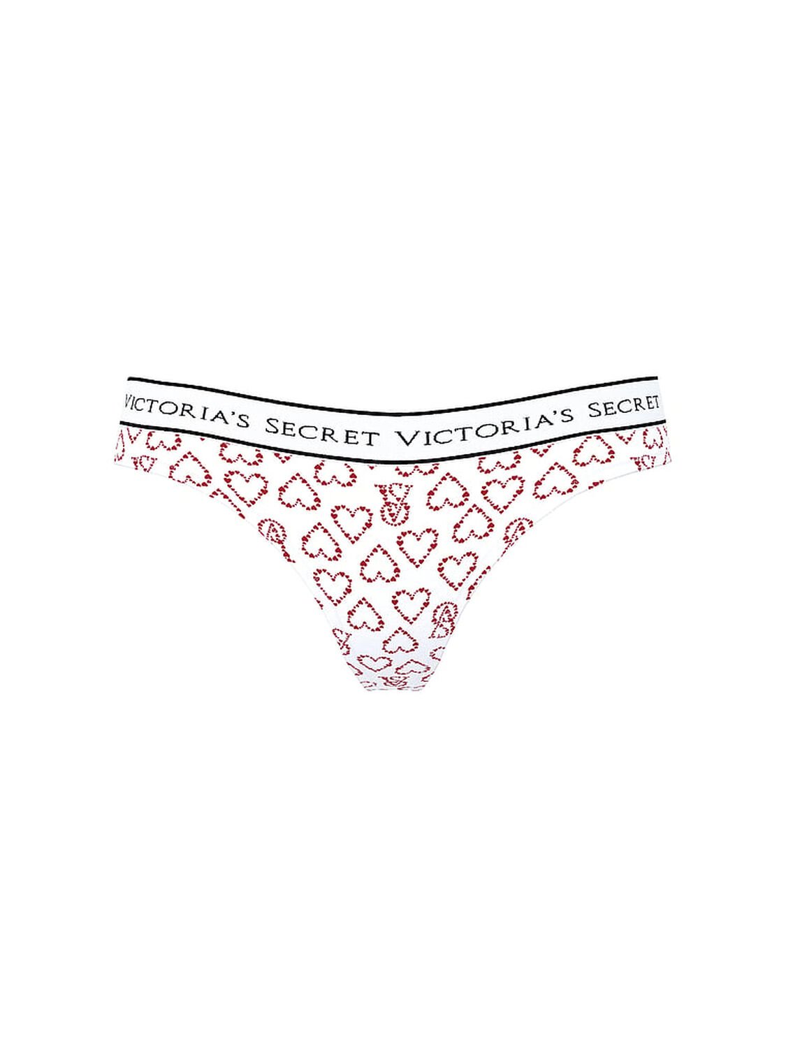 vs Cotton Logo Cotton Thong Panty White Logo Hearts 3 of 3 