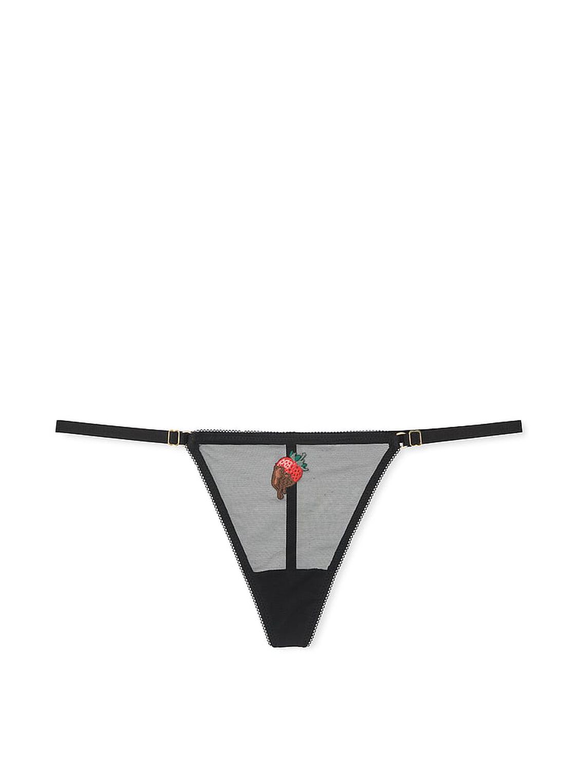 vs Very Sexy Flirty Mesh Adjustable V-String Panty Black Strawberry 3 of 3 