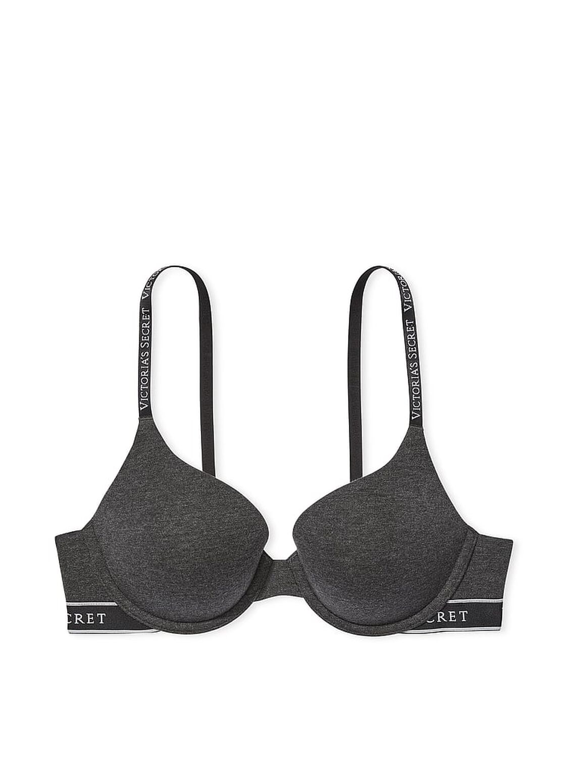 vs The T-Shirt Push-Up Perfect Shape Cotton Bra Charcoal Heather Grey 3 of 3 