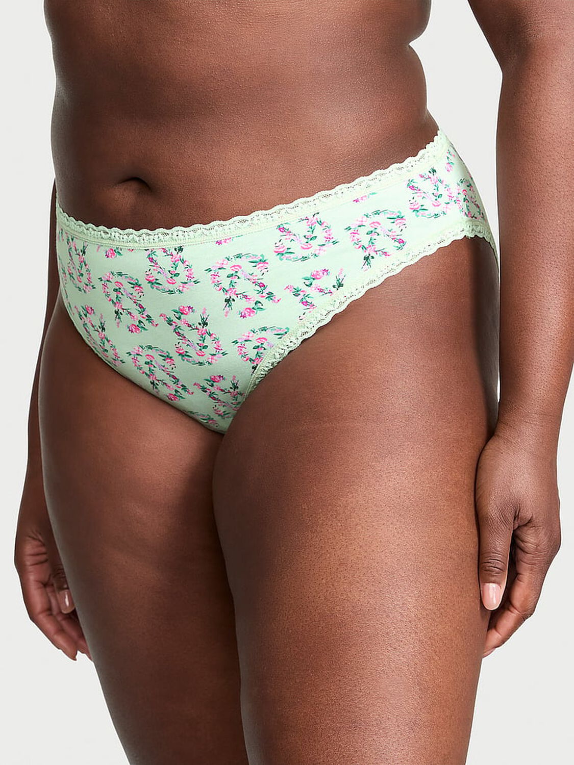 vs The Lacie Lace-Waist Bikini Panty Pretty Mint Floral Logo 1 of 3 