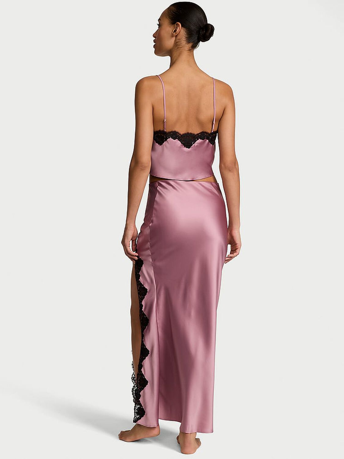 vs Dream Angels Satin Lace-Trim Cropped Top & Slip Skirt Set Nostalgia Rose 2 of 2 