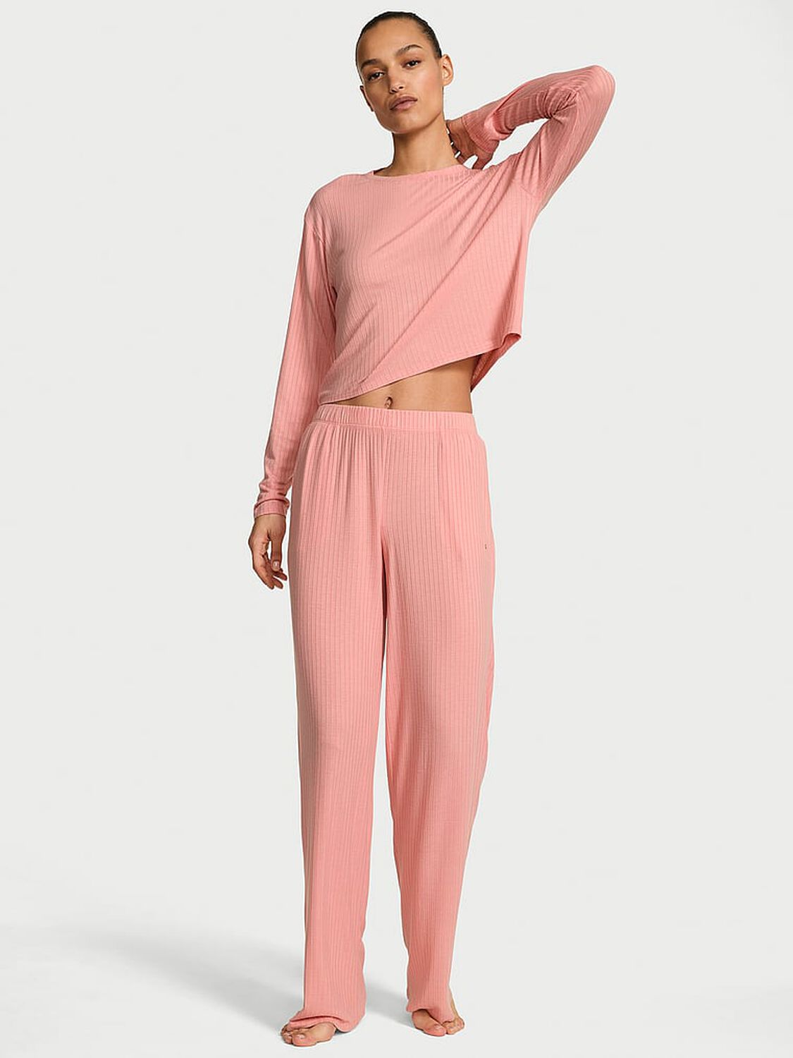 vs Victoria's Secret SoSoft&trade; Modal Wide-Rib Long Lounge Set Blush 1 of 2 