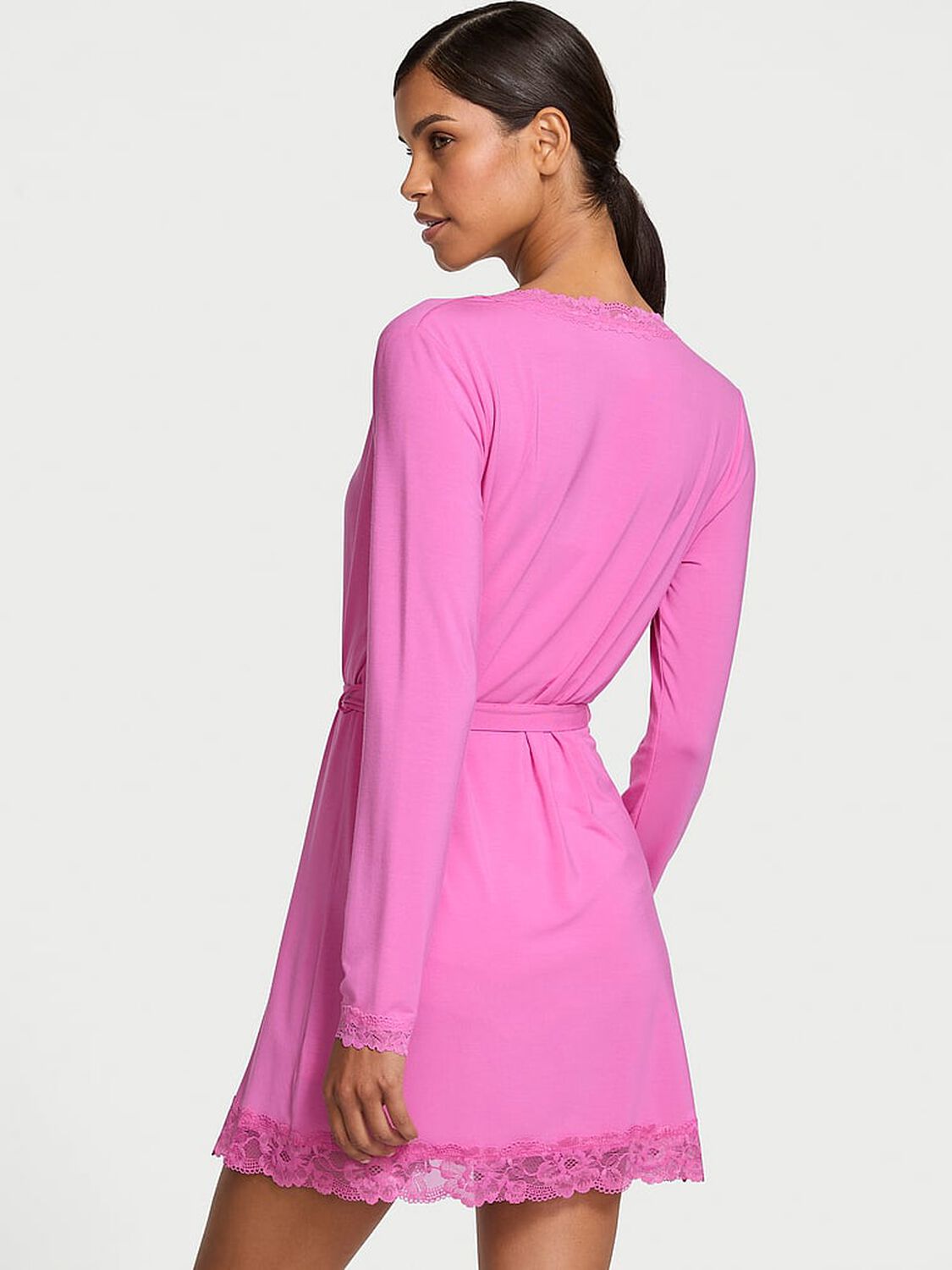 vs Victoria's Secret Modal Soft Lace-Trim Wrap Robe 2 of 4 