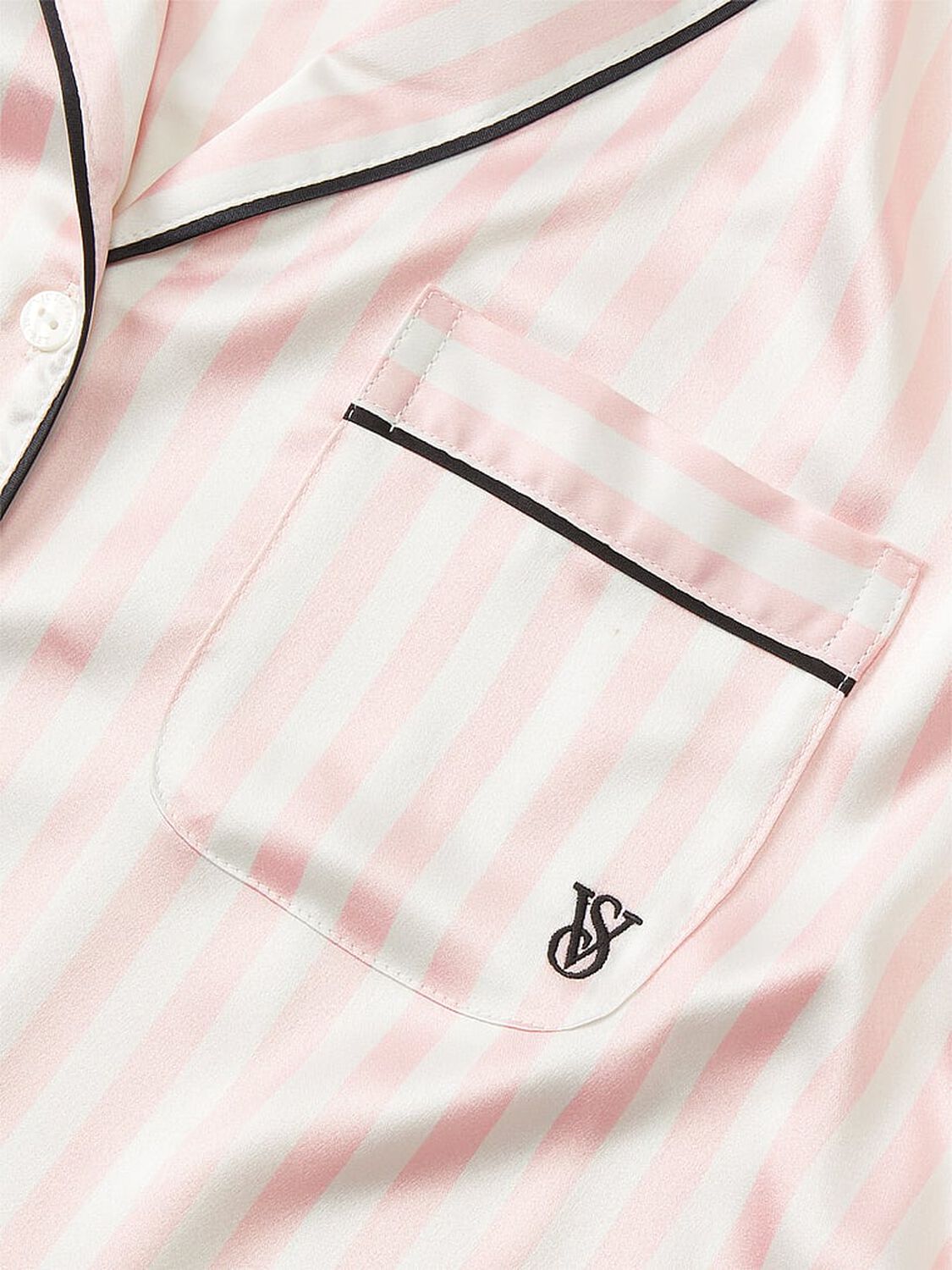 vs Victoria's Secret Satin Short Pajama Set Pink Iconic Strape 4 of 4 