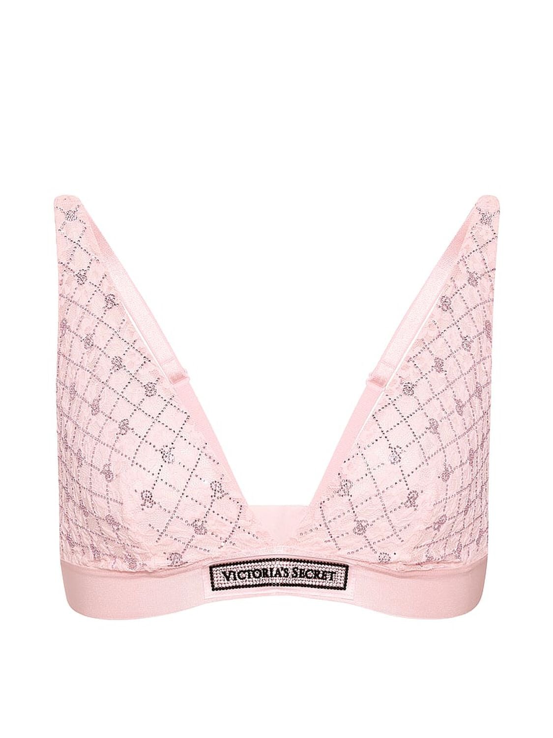 vs The T-Shirt Lace Shine Logo Wireless Plunge Bralette Angel Pink 3 of 4 