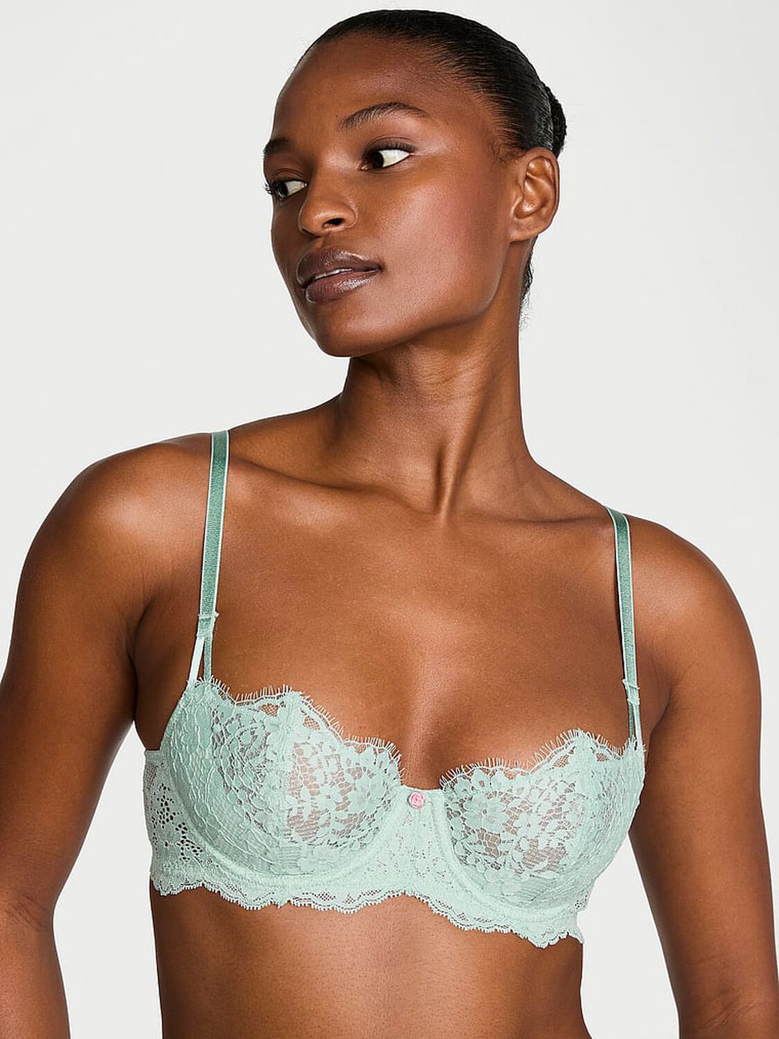 vs Dream Angels Wicked Unlined Lace Balconette Bra Mint Green 3 of 3 