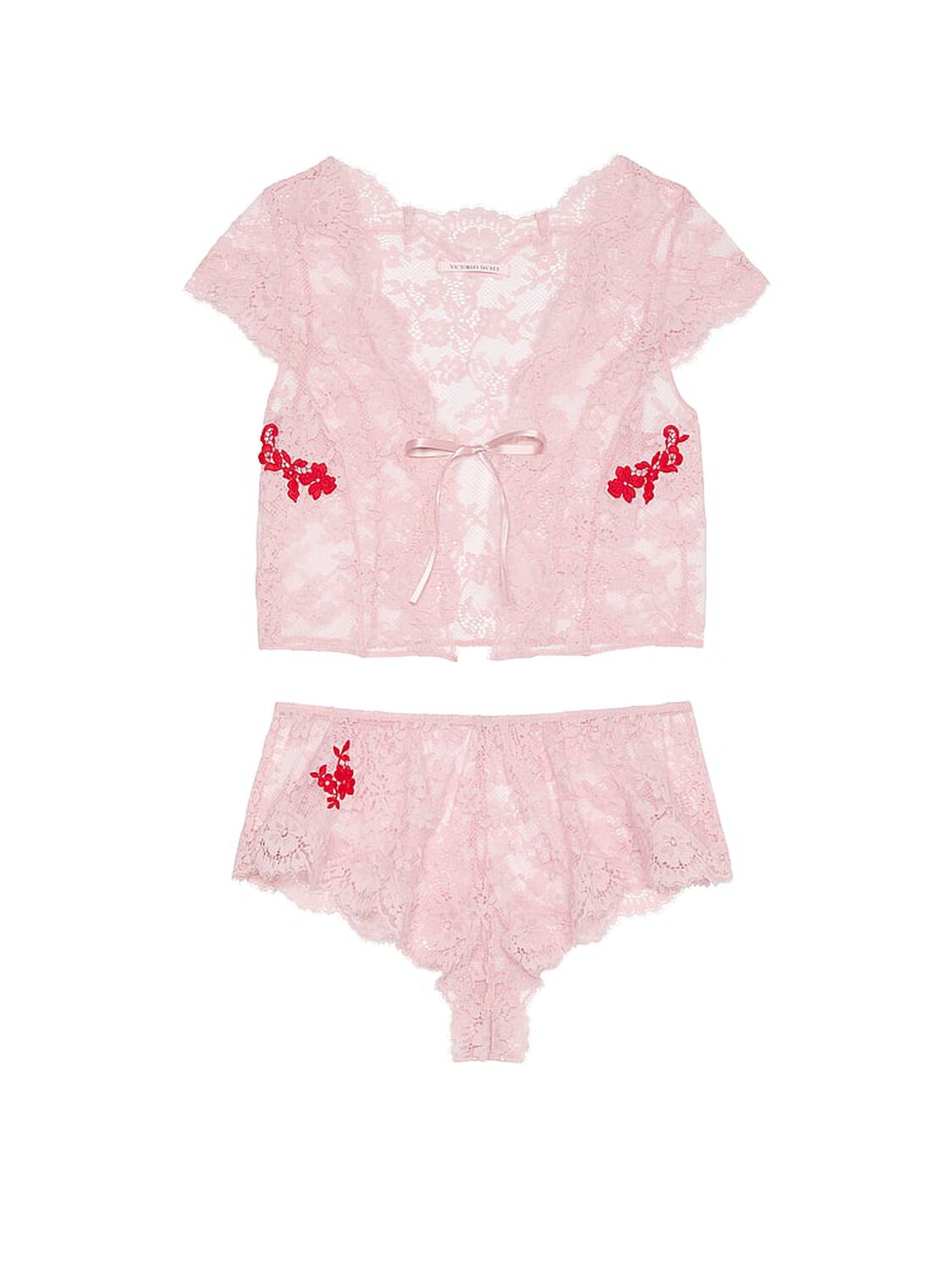 vs Victoria's Secret Dare to Dream Lace Flyaway Cami Set Chalk Rose 3 of 3 