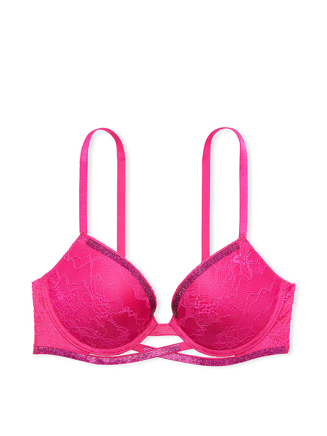 vs Very Sexy Shine Cradle Lace Push-Up Bra Hot Pink 3 of 4 