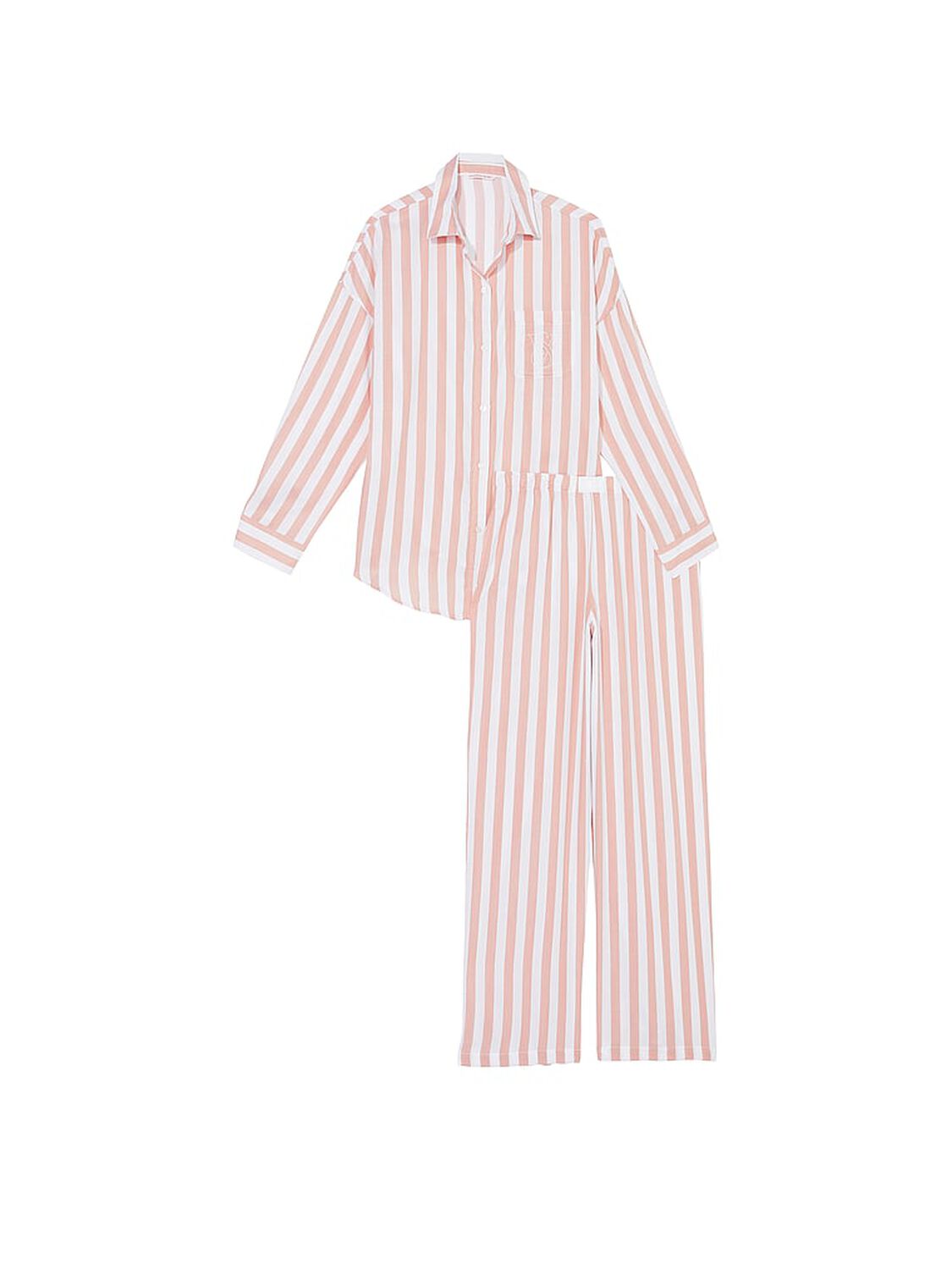 vs Victoria's Secret Modal-Cotton Long Pajama Set Toasted Sugar Stripes 3 of 4 