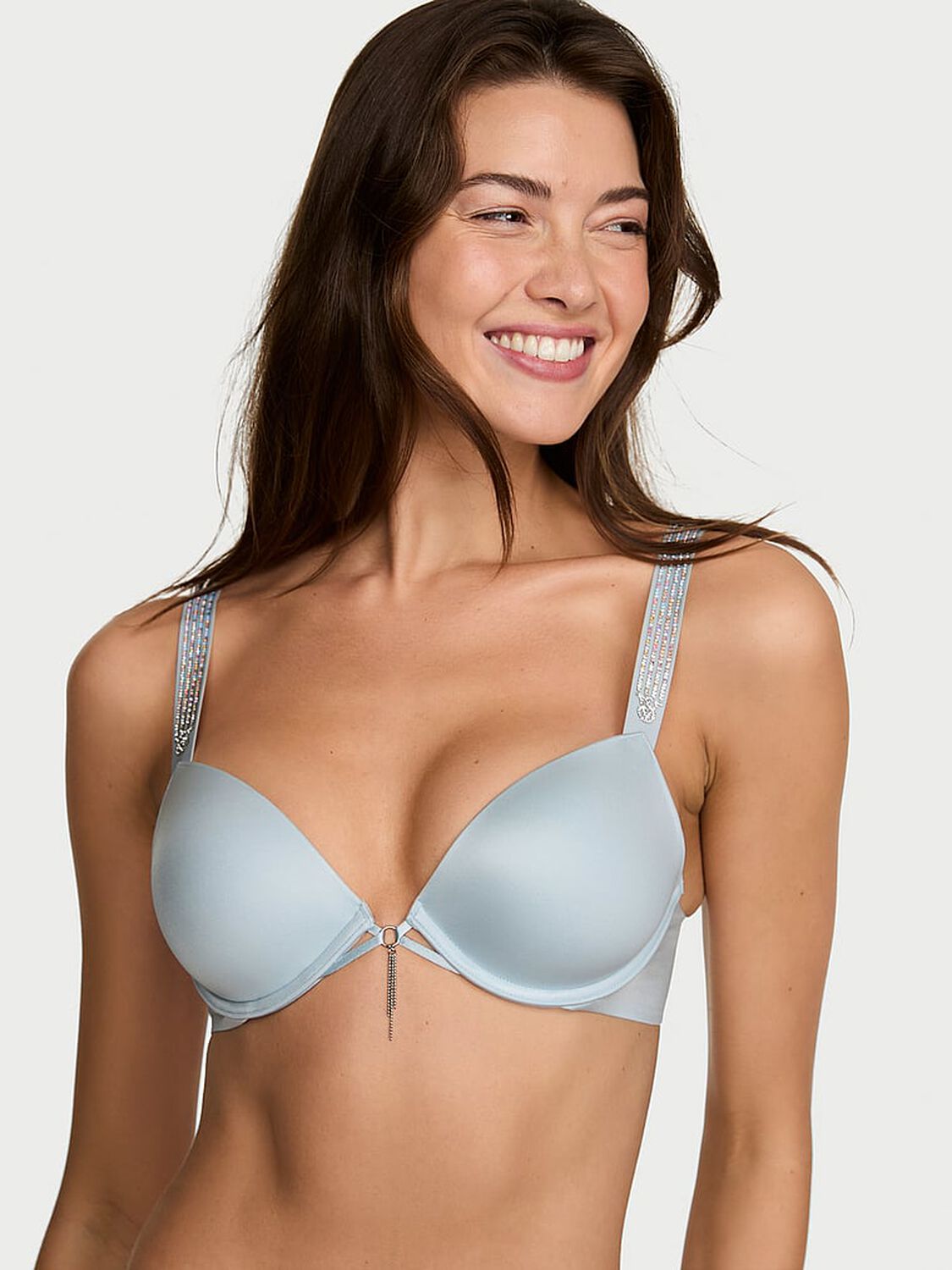 vs Very Sexy Ombr&eacute; Stripe Shine Strap Push-Up Bra Linen Blue 1 of 3 