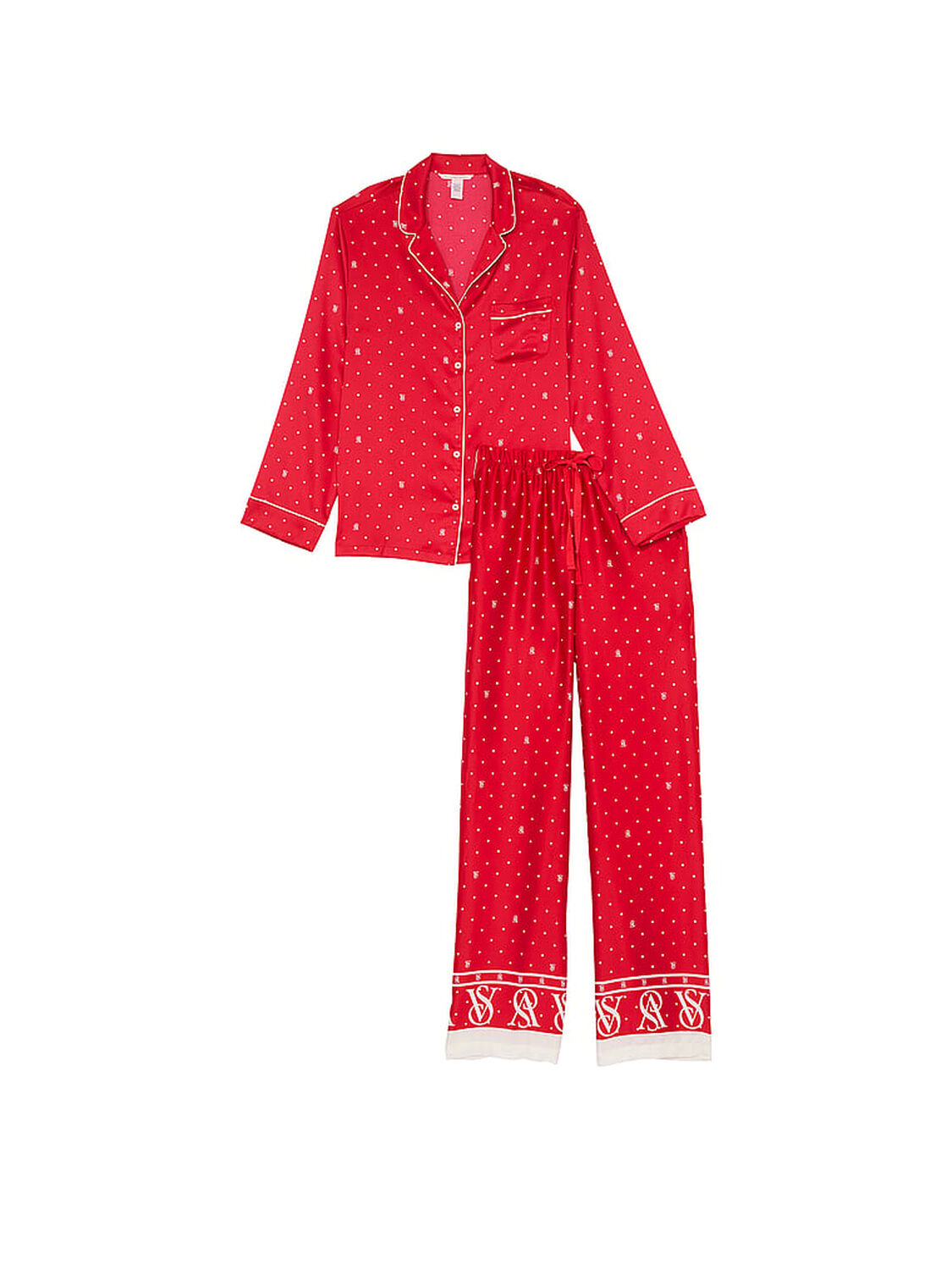 vs Victoria's Secret Glazed Satin Long Pajama Set Lipstick 3 of 4 