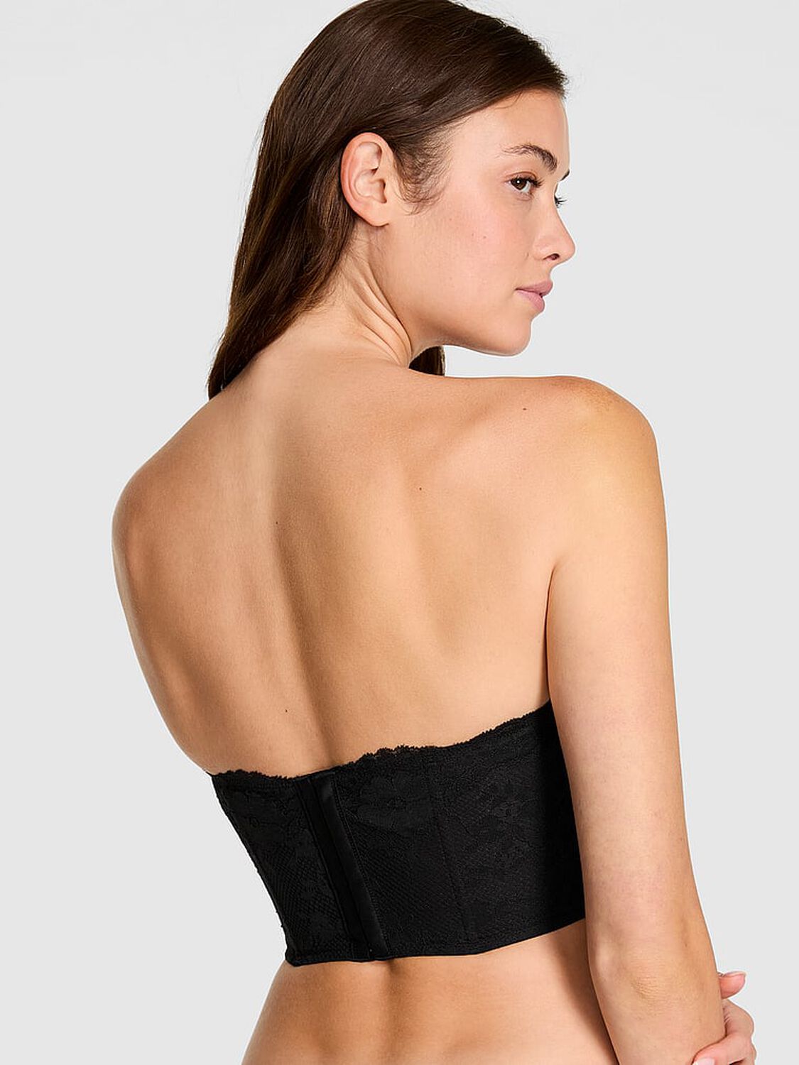 vs Dream Angels Dare to Dream Lace Deep-V Cropped Corset Top Black 2 of 4 