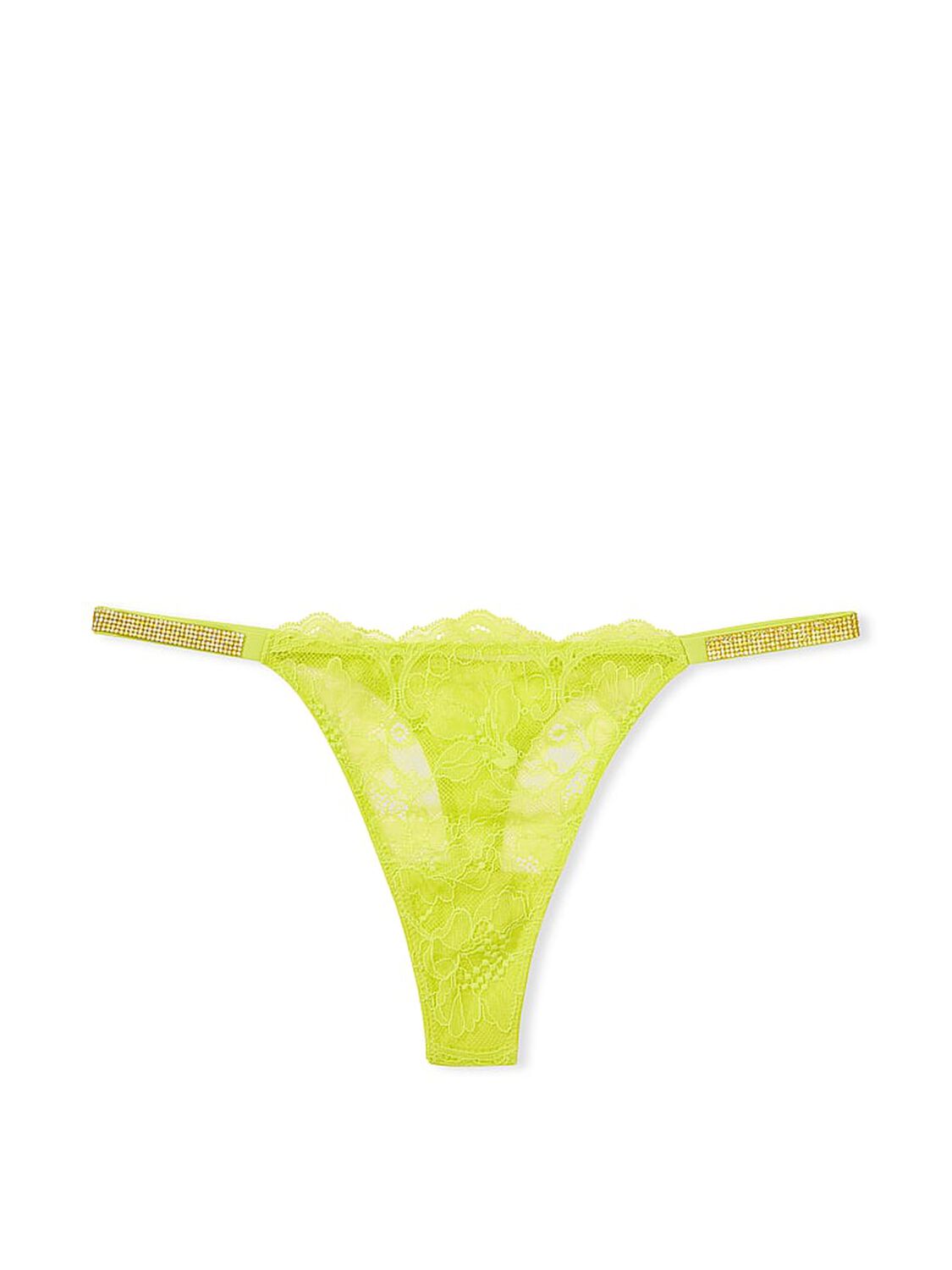 vs Very Sexy Shine Chain Strap Lace Thong Panty Limelight 3 of 4 