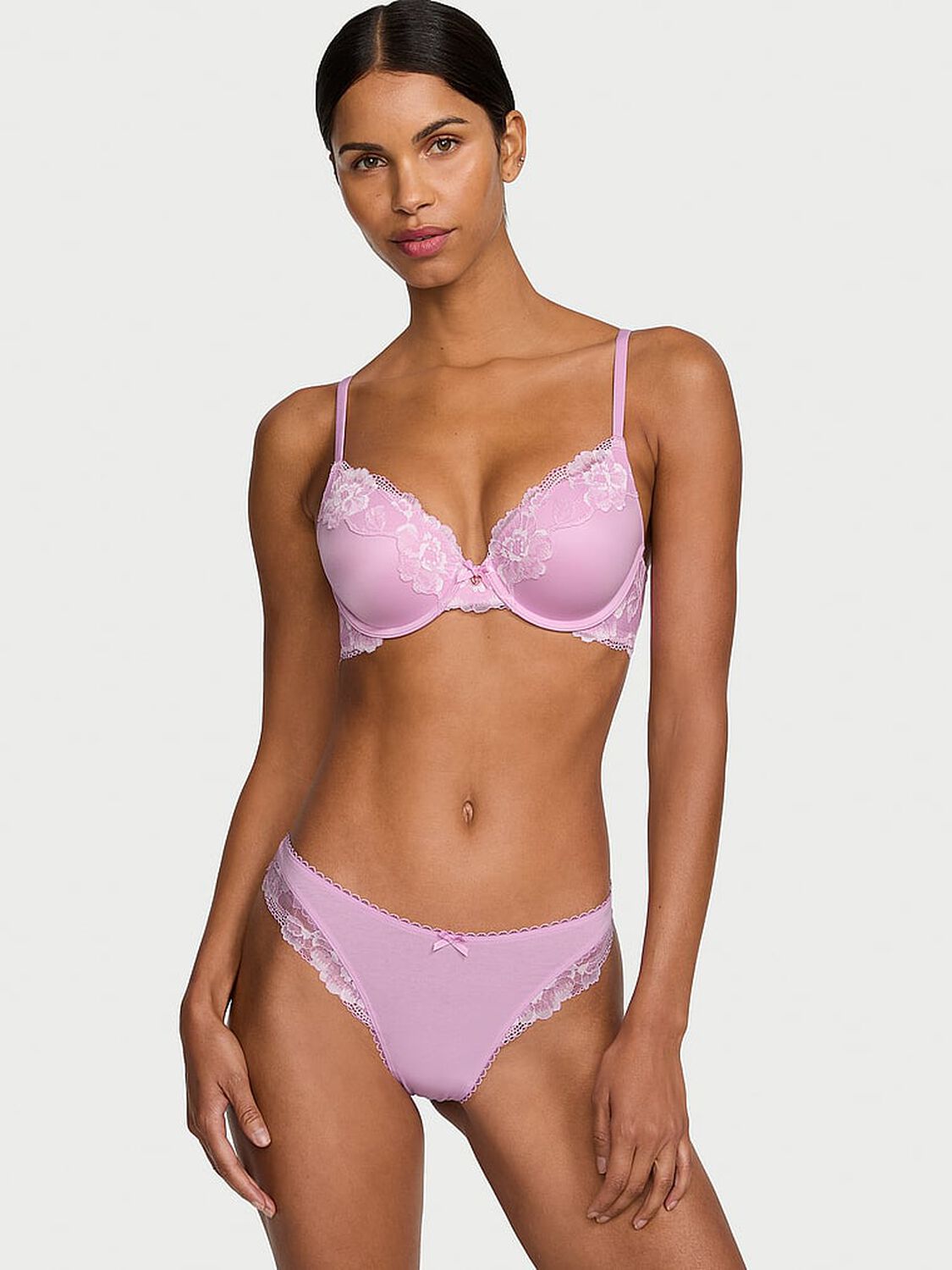 vs Body By Victoria Perfect Shape Push-Up Lace-Trim Bra Violet Sugar 4 of 4 