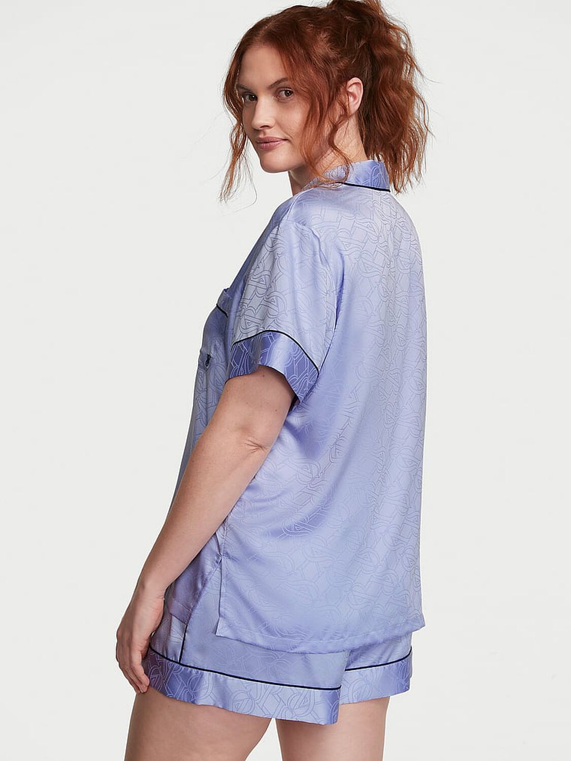 vs Victoria's Secret Satin Short Pajama Set Blue Crescent 2 of 4 