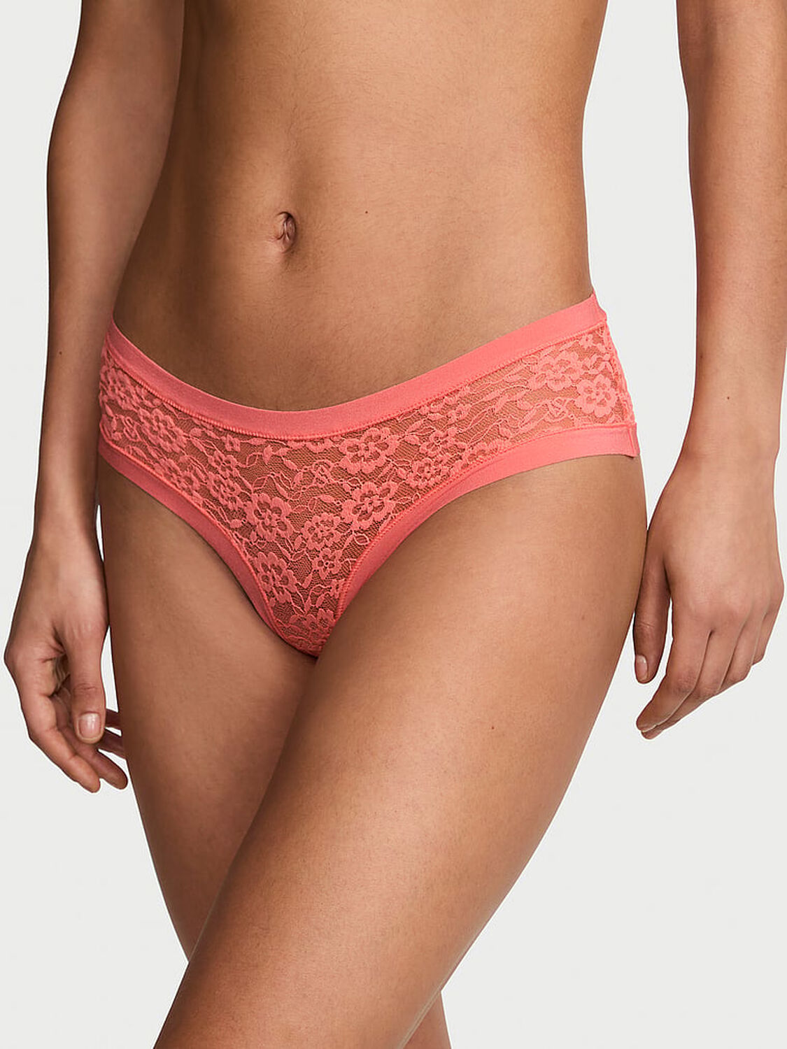 vs No-Show No-Show Lace Cheeky Panty Coral Ribbon 1 of 3 