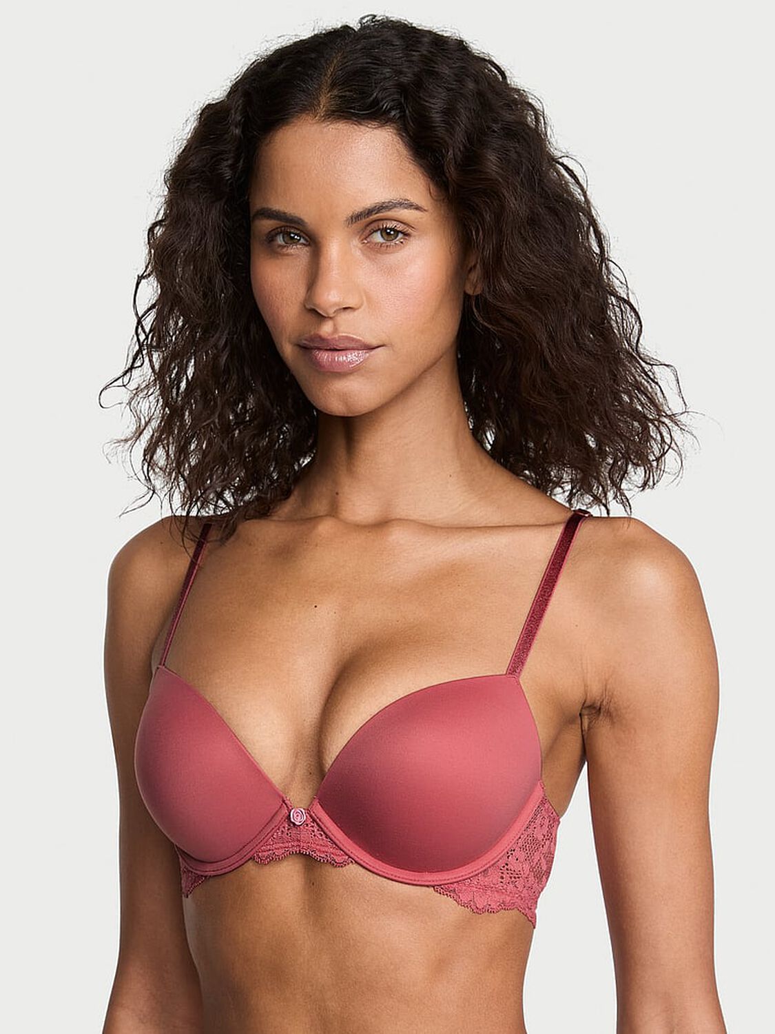 vs Dream Angels Smooth & Lace Push-Up Bra Seductive Rose 1 of 3 