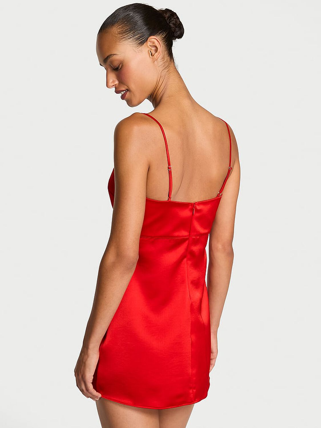 vs Dream Angels Twinkle Bow Satin Mini Slip Dress Bright Vermillion 2 of 4 