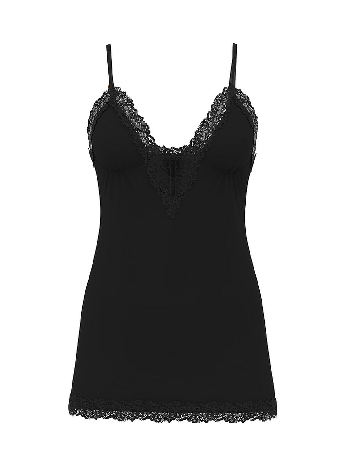 vs Victoria's Secret SoSoft&trade; Modal Lace-Trim Tie-Front Slip Dress Black 3 of 3 