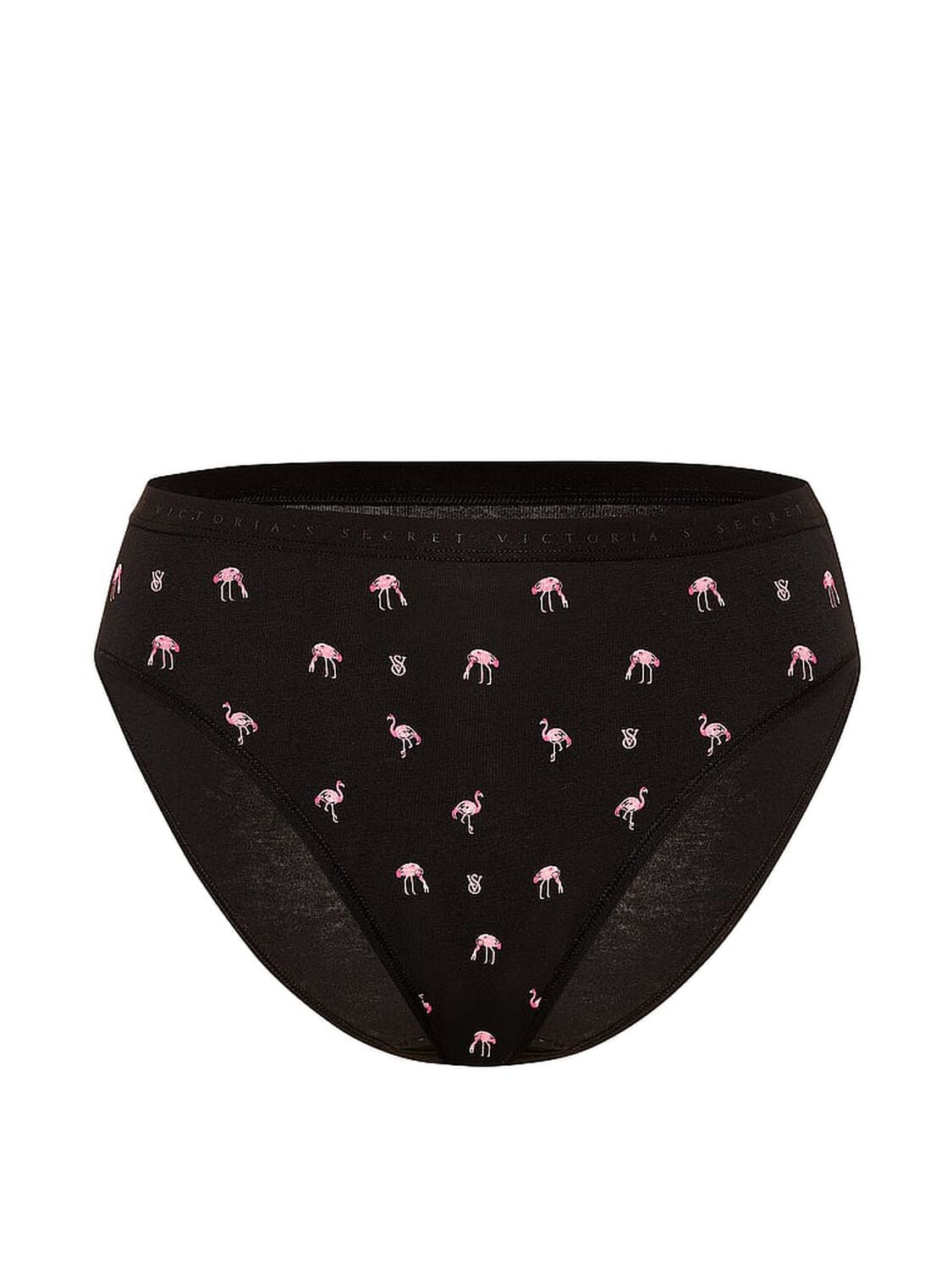vs Victoria's Secret Stretch Cotton High-Leg Brief Panty Black Flamingos 3 of 3 
