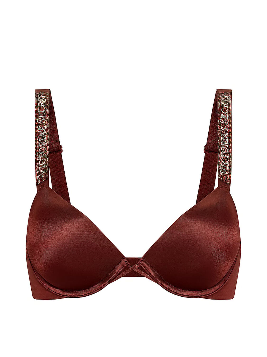 vs Very Sexy Logo Shine Strap Push-Up Bra Dark Chili 3 of 4 