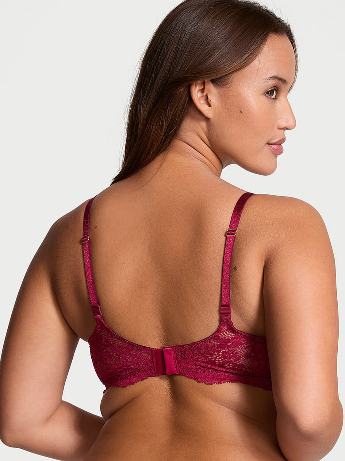 vs Dream Angels Lace Lightly Lined Classic Coverage Demi Bra Campari Red 2 of 4 