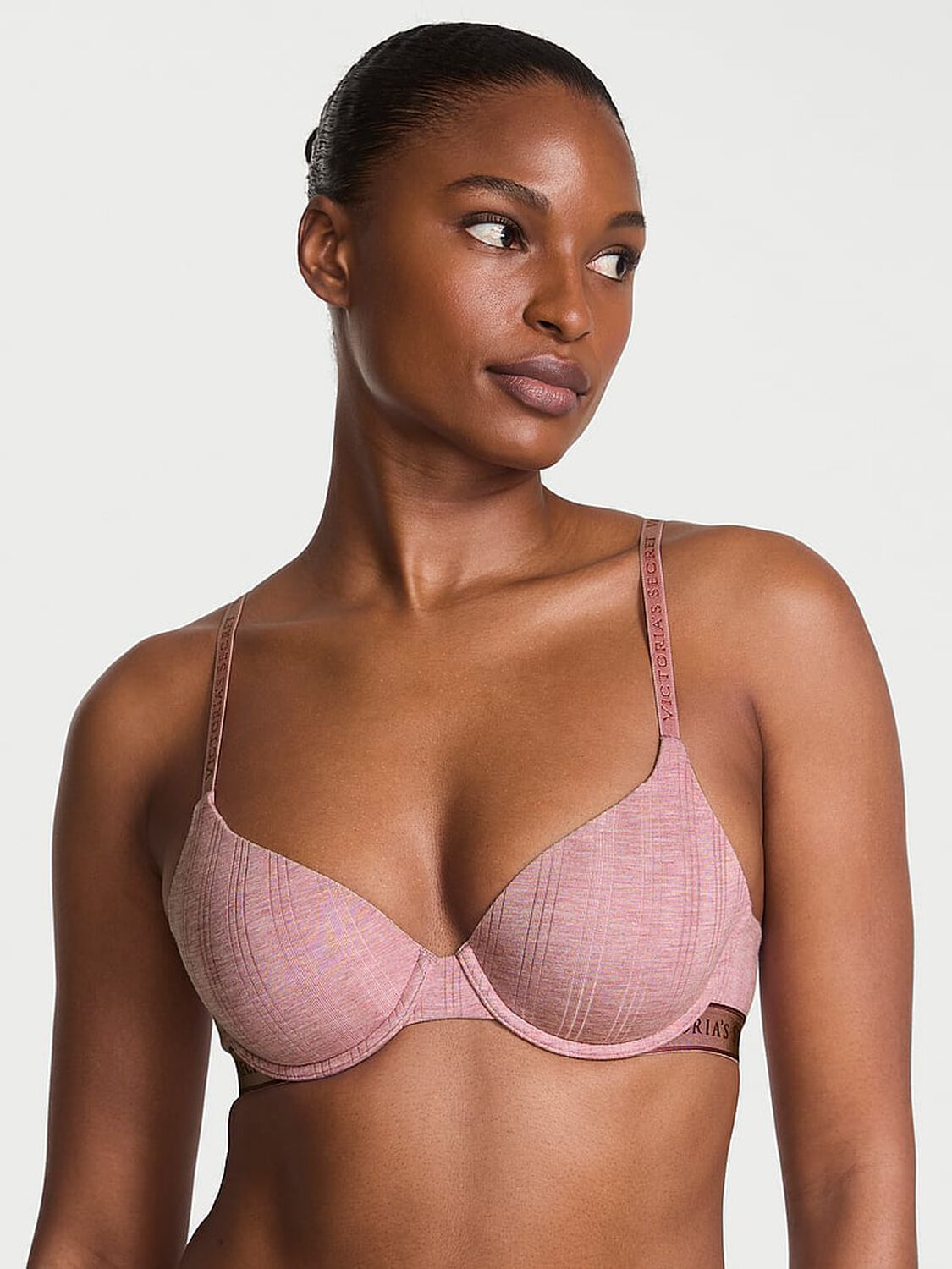 vs The T-Shirt Ultra-Fine Modal Lightly Lined Demi Bra Heather Soft Berry 1 of 3 